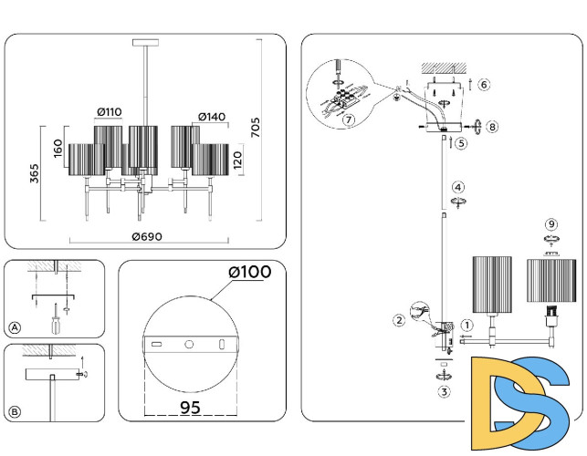 Люстра на штанге Ambrella Light High Light Heigh Light LH72381