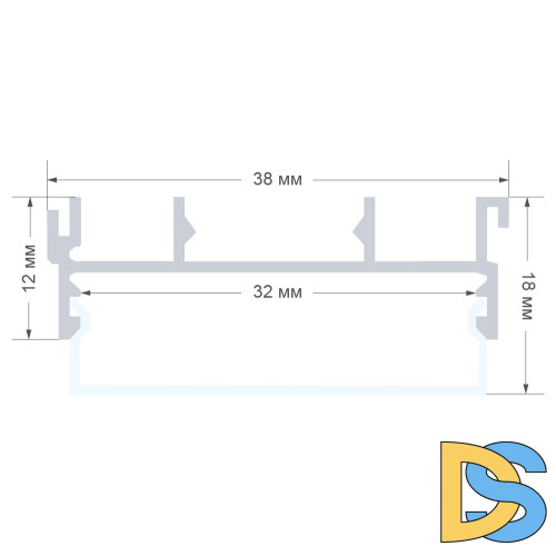 Профиль П-образный универсальный Apeyron ширина ленты до 30мм (рассеиватель, заглушки - 2шт) 08-16
