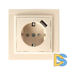 Розетка 1-местная Stekker PST16-9011-02 с защитной шторкой и с USB 39237