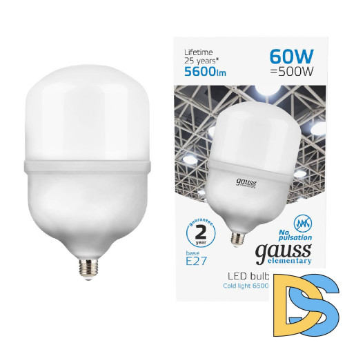 Лампа светодиодная Gauss E27 60W 6500K матовая 63236