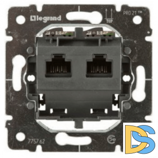 Механизм розетки компьютерной двойной 2хRJ45 cat 5e Legrand Galea Life (монтаж на захватах)