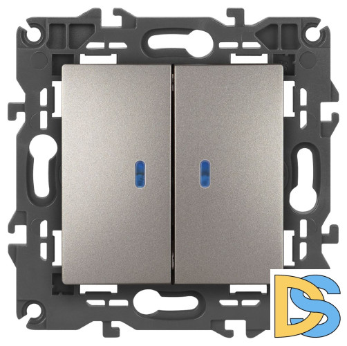 Выключатель двойной с подсветкой Эра Elegance 14-1105-16 Б0065789