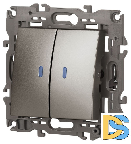 Выключатель двойной с подсветкой Эра Elegance 14-1105-16 Б0065789