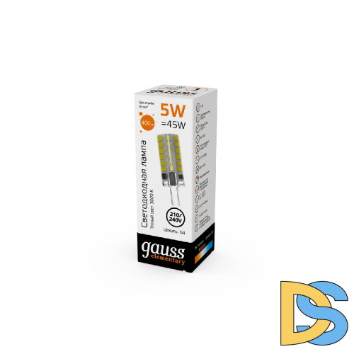 Светодиодная лампа Gauss Elementary G4 5W 3000K 18015
