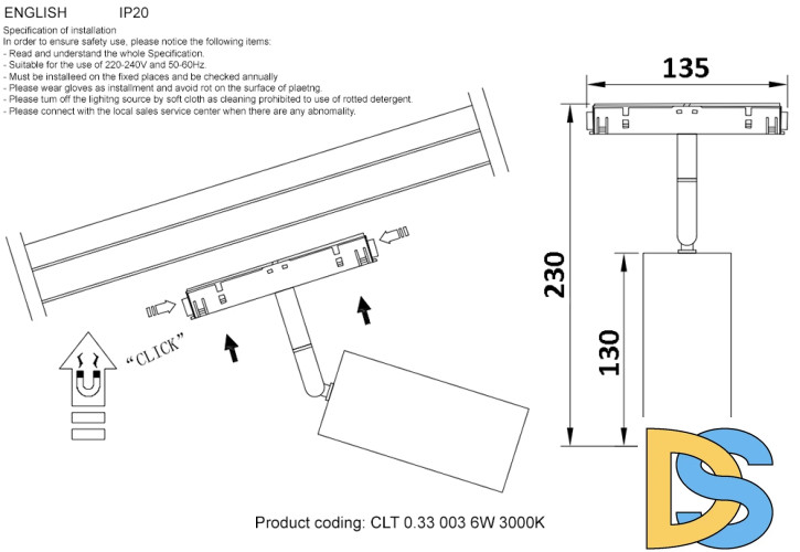 Трековый магнитный светильник Crystal Lux Space CLT 0.33 003 12W BL 3000K