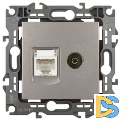 Розетка комбинированная RJ45+TV Эра 12-3110-16 Б0065646