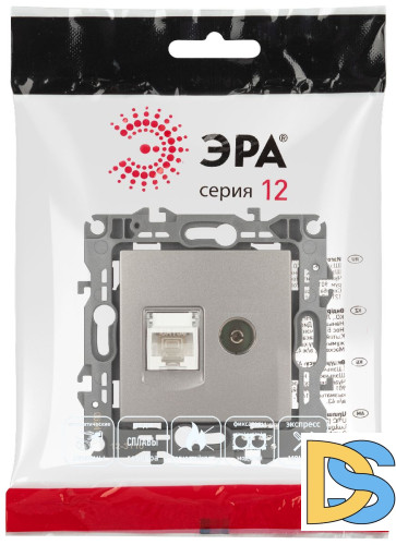 Розетка комбинированная RJ45+TV Эра 12-3110-16 Б0065646