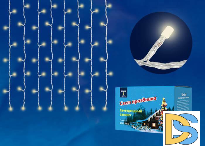 Светодиодная гирлянда (UL-00006422) Uniel занавес 220V теплый белый ULD-C1510-160/DTA Warm White IP20