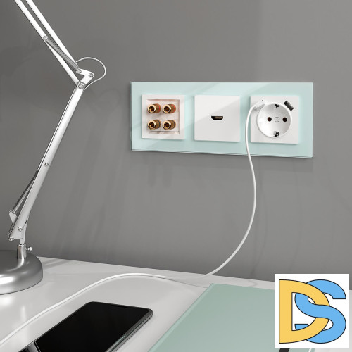 Розетка с заземлением, шторками и USBх2 Werkel белый W1171501 4690389155345