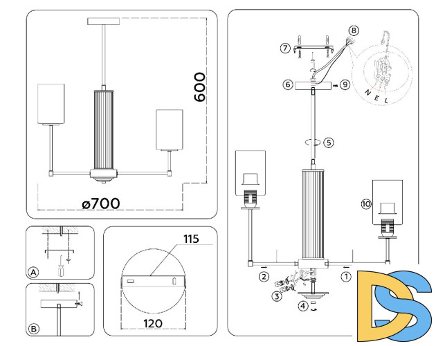 Люстра на штанге Ambrella Light High Light Modern LH56217