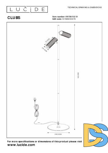 Торшер Lucide Clubs 09739/02/31
