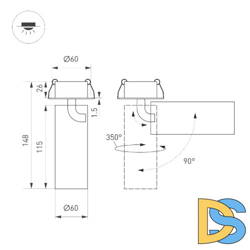 Встраиваемый спот Arlight SP-GABI-BUILT-FLAP-R60-12W Day4000 052358