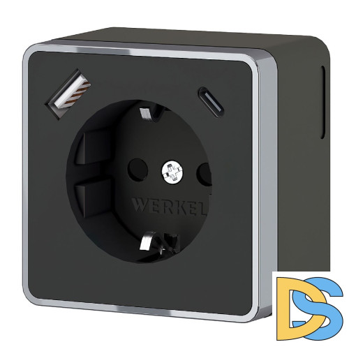 Розетка с заземлением, шторками и USB тип A+C Werkel Gallant W5071735 4690389179655 a057702