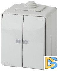 Выключатель двойной с подсветкой Эра 11-1605-03 Б0035977