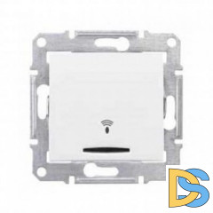 Выключатель 1-клавишный; кнопочный с символом "свет" с подсветкой, Белый, серия Sedna, Schneider Electric