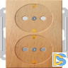 Розетка 2-ая электрическая с заземлением с защитными шторками, Бук (пластик), серия Wessen 59, Schneider Electric