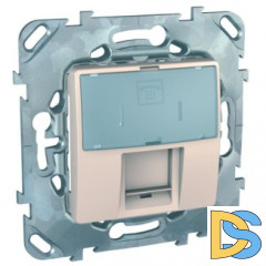 Розетка телефонная 1-ая 6 контактов, RJ-12, Бежевый, серия Unica, Schneider Electric