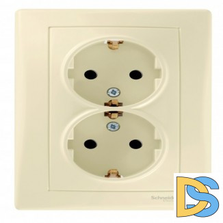 Розетка 2-ая электрическая с заземлением, Бежевый, серия Sedna, Schneider Electric
