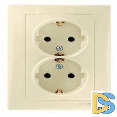 Розетка 2-ая электрическая с заземлением, Бежевый, серия Sedna, Schneider Electric