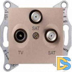 Розетка телевизионная проходная ТV-FМ-SАТ 8dB, Титан, серия Sedna, Schneider Electric