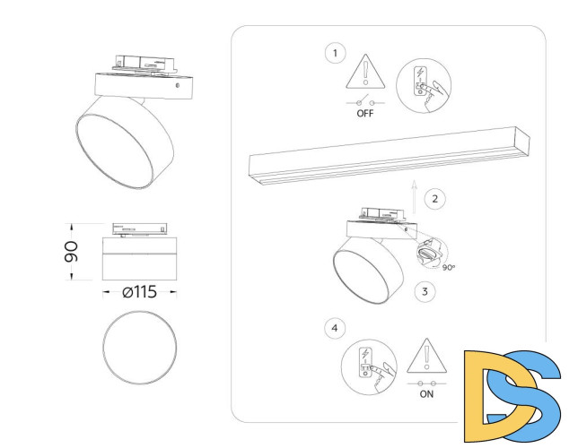 Трековый однофазный светильник Ambrella Light Track System GL6872