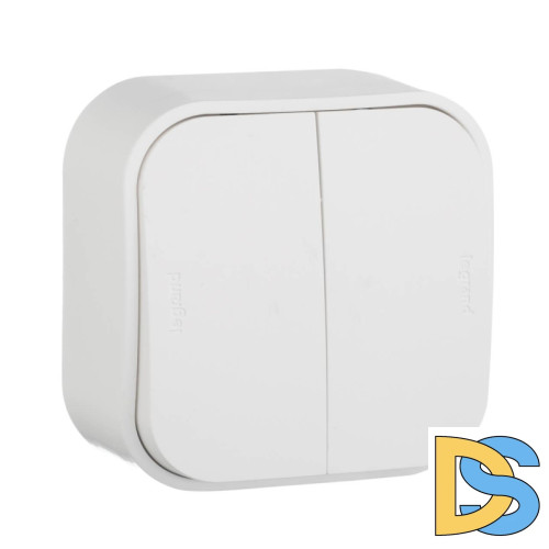 Выключатель двухклавишный Legrand Quteo 10A 250V белый 782202
