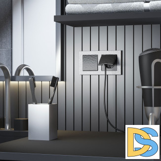 Розетка влагозащ. с зазем. с защит. крышкой и шторками (черный) W1271208