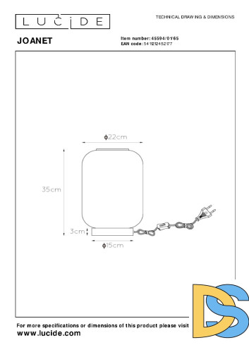 Настольная лампа Lucide Joanet 45594/01/65