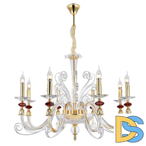 Подвесная люстра Crystal lux CATARINA SP8 V2 GOLD/TRANSPARENT-COGNAC