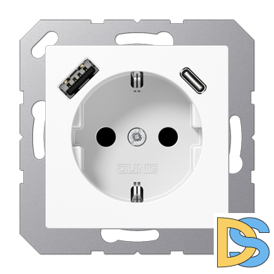 Розетка 2K+З USB Typ AC Jung A1520-15CAWW