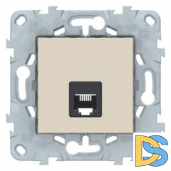 Розетка телефонная 1-ая 4 контакта, RJ-11, Бежевый, серия Unica New, Schneider Electric