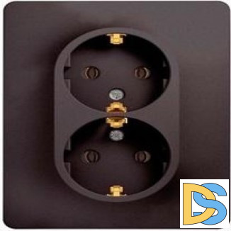 Розетка 2-ая электрическая с заземлением, Графит, серия Glossa, Schneider Electric