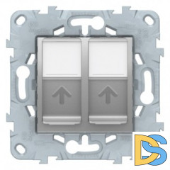 Розетка компьютерная 2-ая кат.5е, RJ-45 (интернет), Алюминий, серия Unica New, Schneider Electric