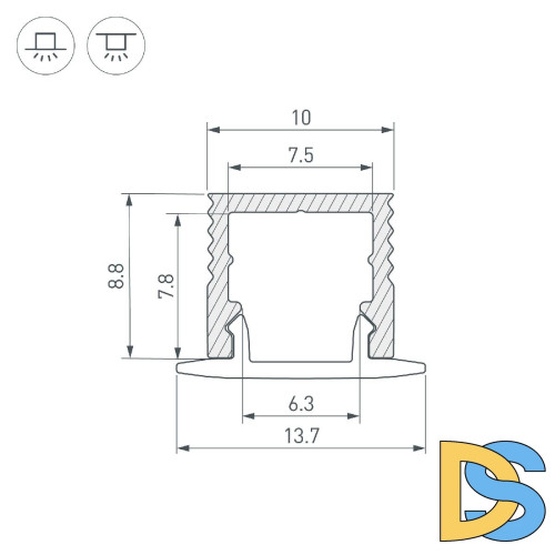 Алюминиевый профиль Arlight SL-MINI-10-2000 ANOD 049017
