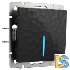 Выключатель Werkel Hammer одноклавишный с подсветкой черный W1210108 4690389162015