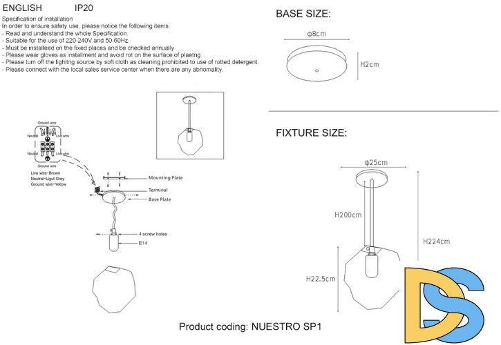 Подвесной светильник Crystal Lux NUESTRO SP1 CHROME/SMOKE
