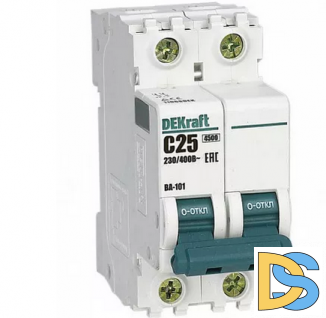 Автоматический выключатель DEKraft ВА-101 2P 25А 4.5кА, 11068DEK