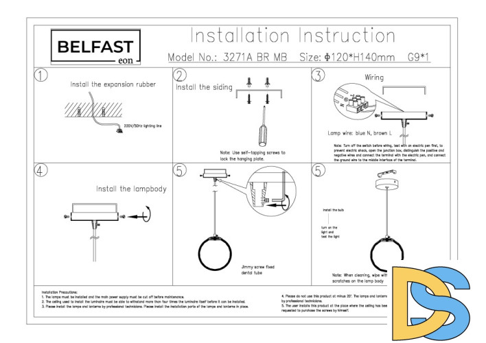 Подвесной светильник Belfast Ravenhill 3271A BR MB