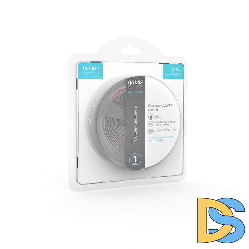 Светодиодная лента Gauss 12В 2835 14,4Вт/м 4000K 5м IP20 BT086