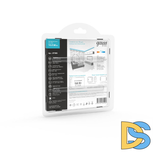 Светодиодная лента Gauss 12В 2835 14,4Вт/м 4000K 5м IP20 BT086