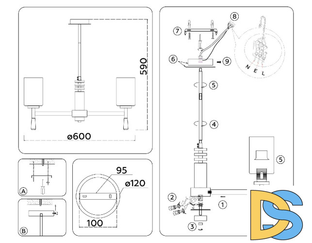 Люстра на штанге Ambrella Light High Light Modern LH56251
