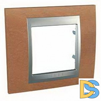 Рамка 1-ая (одинарная), Дерево Вишня/Алюминий, серия UNICA TOP/CLASS, Schneider Electric