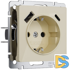 Розетка с заземлением, шторками и USB тип A+C Werkel 4690389197833 W1171743 a064131