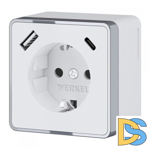 Розетка с заземлением, шторками и USB тип A+C Werkel Gallant W5071706 4690389179624 a057701