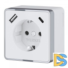 Розетка с заземлением, шторками и USB тип A+C Werkel Gallant W5071706 4690389179624 a057701