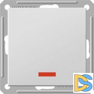 Выключатель 1-клавишный; кнопочный с подсветкой, Белый, серия Wessen 59, Schneider Electric