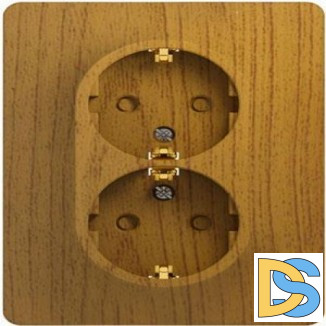 Розетка 2-ая электрическая с заземлением с защитными шторками, Дерево Дуб, серия Glossa, Schneider Electric