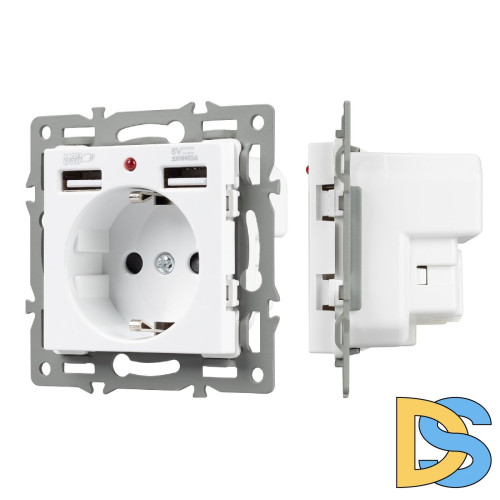 Механизм розетки с USB зарядкой Arlight SCT-MUAA-PL-WH (250V, 16A) 043733