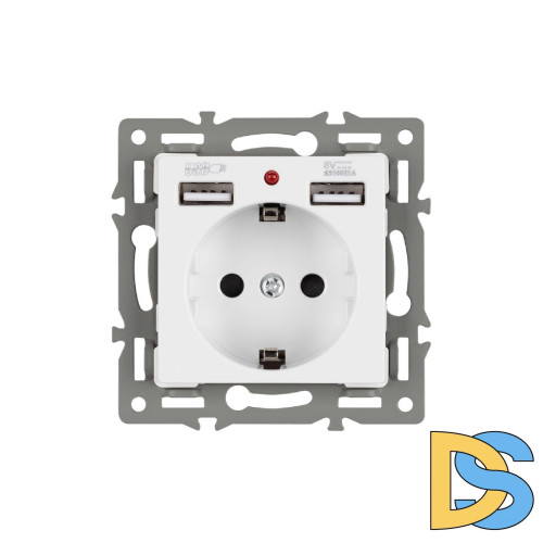 Механизм розетки с USB зарядкой Arlight SCT-MUAA-PL-WH (250V, 16A) 043733