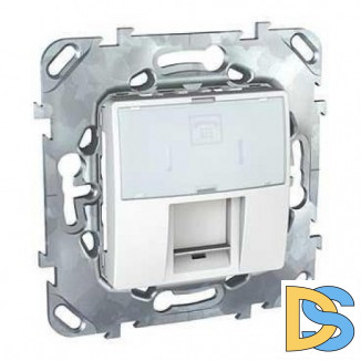 Розетка телефонная 1-ая 6 контактов, RJ-12, Белый, серия Unica, Schneider Electric